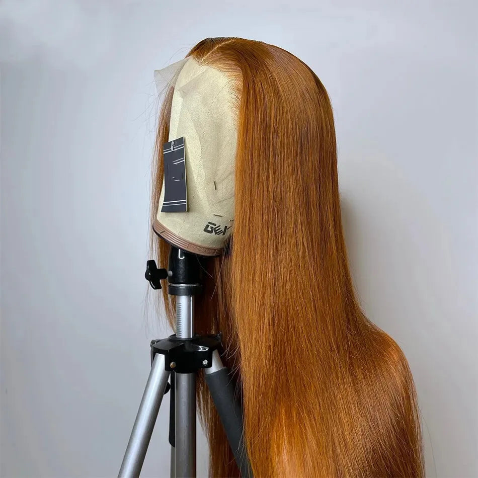 13x6 Ginger Blonde Colored Human Hair Lace Front Wigs 180% HD Lace Frontal Wigs Straight Honey Blonde Color Human Hair Wigs