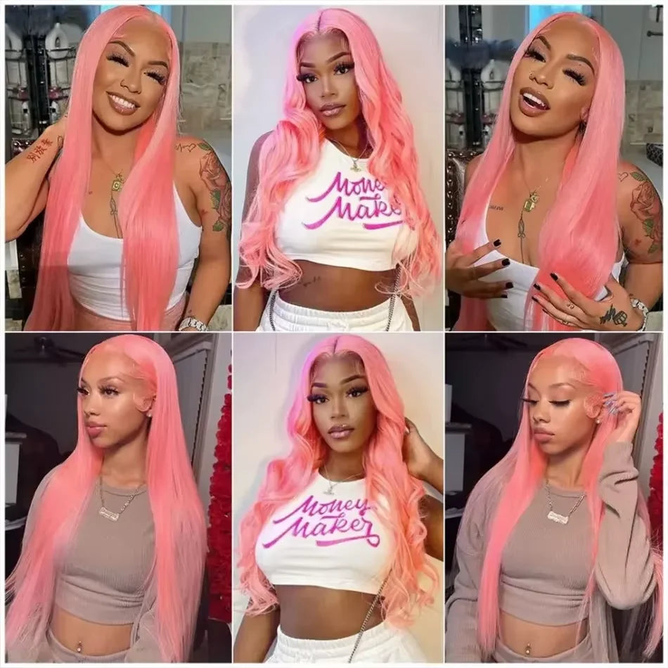 30 Inch Lace Front Wig Human Hair 13x6 Straight Pink HD Lace Frontal Wig Human Hair Pink Lace Front Wig Human Hair For Women